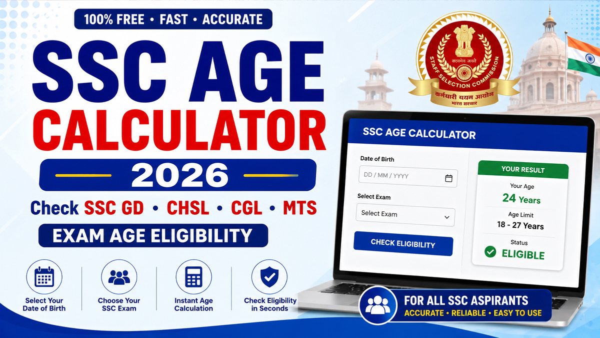 SSC Age Calculator 2026 – Check SSC Exam Age Eligibility Online